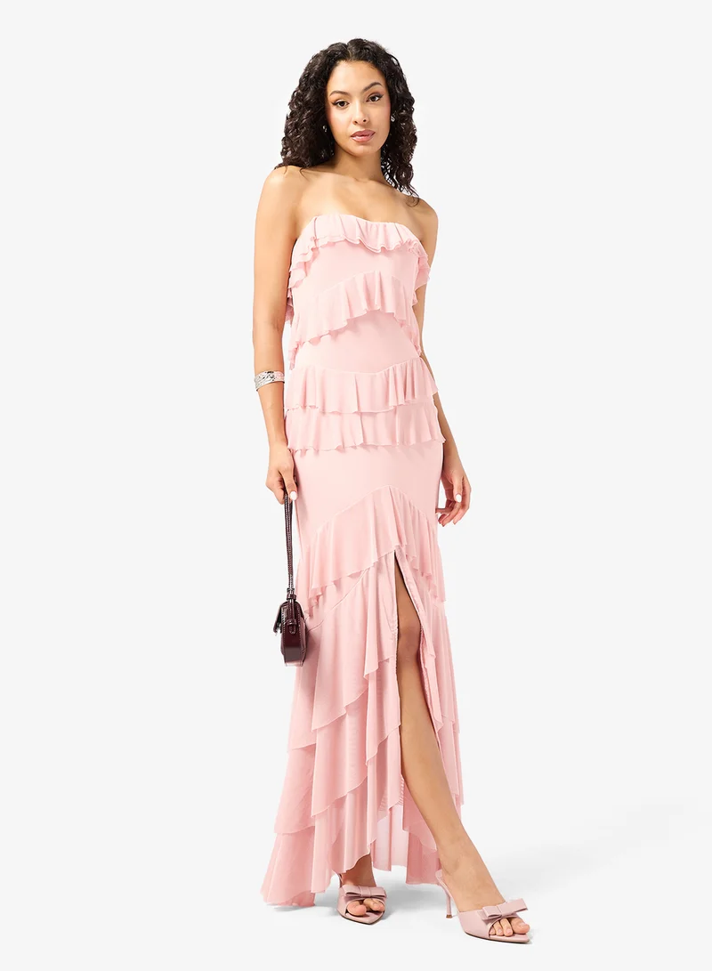 Ginger  Off Shoulder Frill Detail Maxi Dress for Women | Best Price UAE